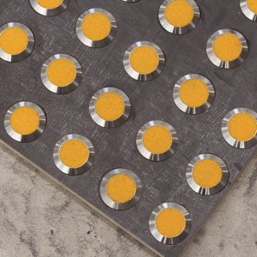 BTW102-CY 316 Stainless Steel Yellow Carborundum Infill Round Tactile